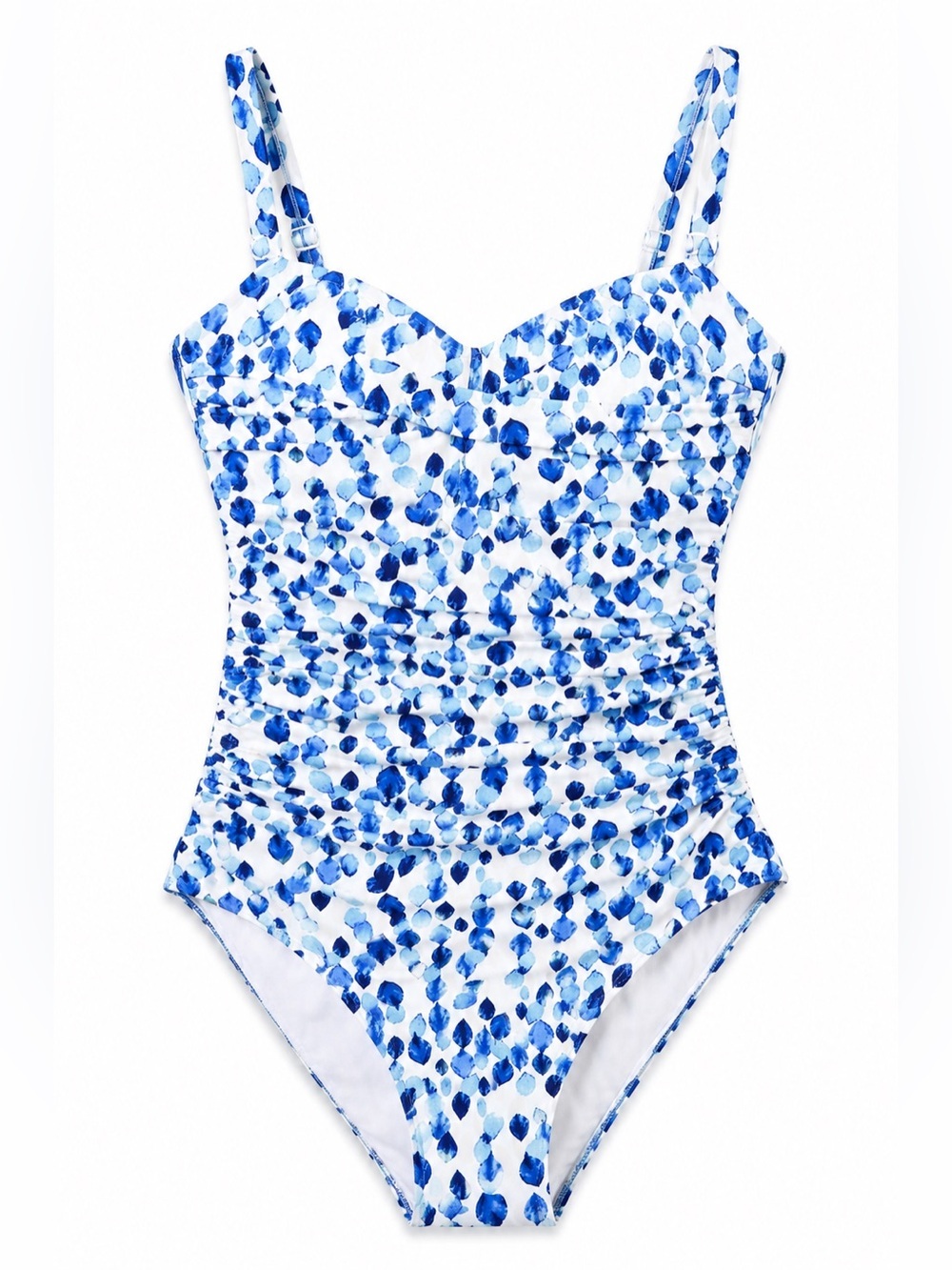Nip Tuck Swim Blue Watercolor One Piece Swimsuit Ruched Coastal Chic Size US 4
